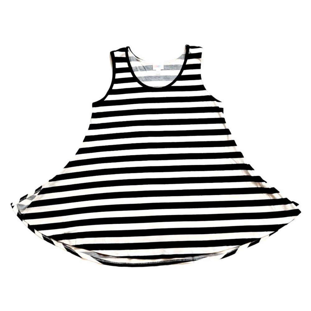 NEW 2XL LuLaRoe Perfect Tank Sleeveless Top Shirt Black White Stripe Swing Flowy